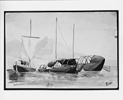 john singer sargent-Boats on Lake Lecco (from Switzerland 1869 Sketchbook)