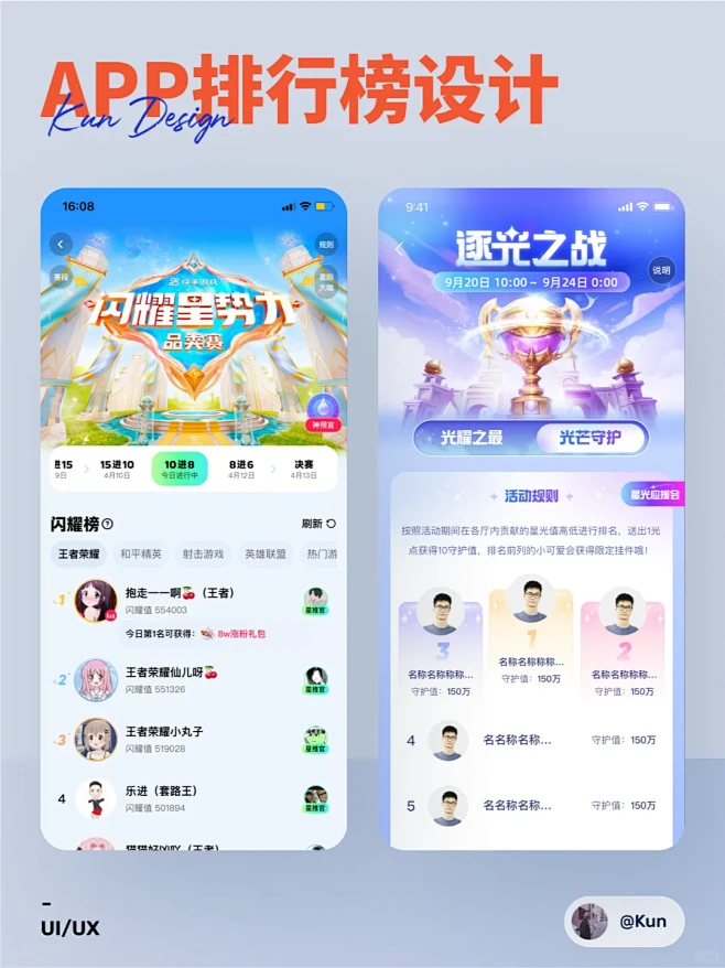 UI灵感分享APP排行榜/榜单设计 - ...