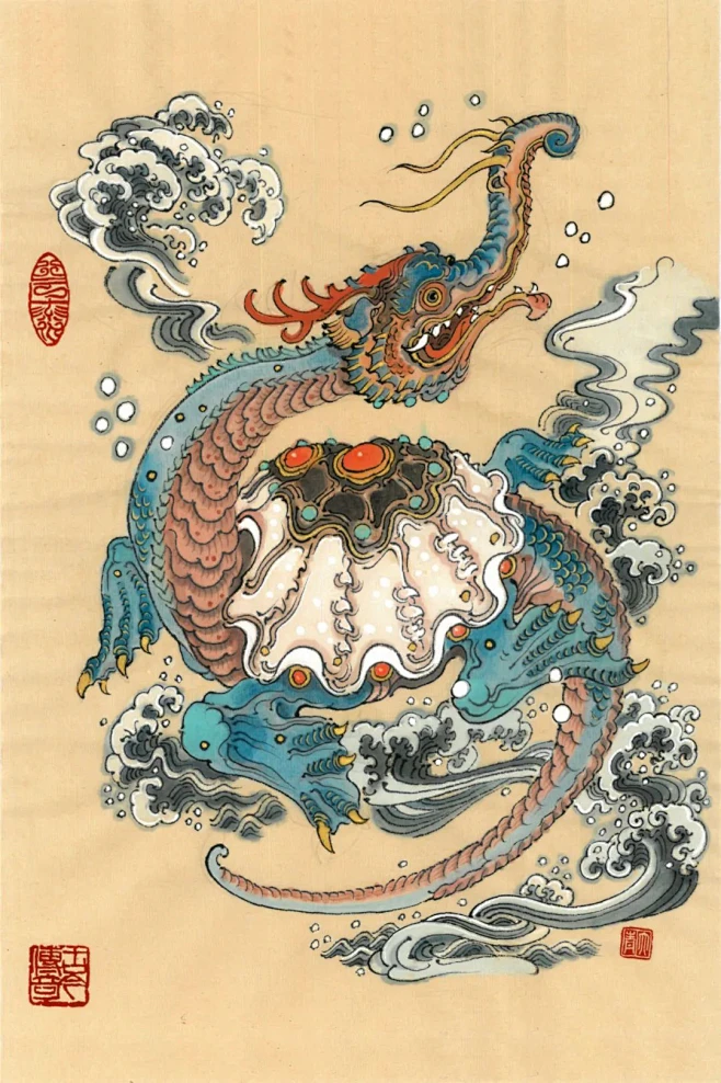 龍生九子-椒圖：龍生九子之版本二：趴蝮、嘲風、睚眥、貝屃、椒圖、螭吻、蒲牢、狻猊、囚牛。-花瓣网