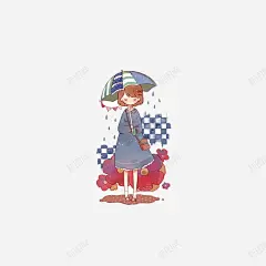 手绘下雨天小女孩 免抠png 设计图片 免费下载 页面网页 平面电商 创意素材
