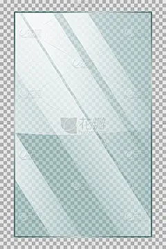 在透明背景上的长方形玻璃板。