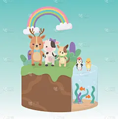 可爱的,小的,性格,田地,动物主题,狗,农场,儿童,问候,驯鹿