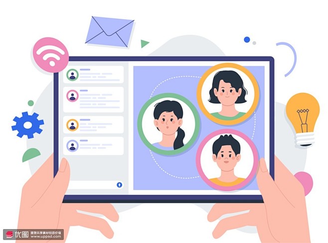 ipad邮件网络社交人际关系社交插画 人...