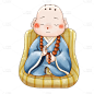 手绘-可爱小和尚元素1