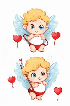 AI数字艺术情人节丘比特卡通插画-众图网