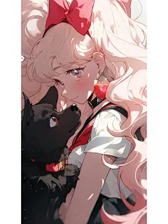 美少女与她的黑色狗狗||壁纸 - 小红书