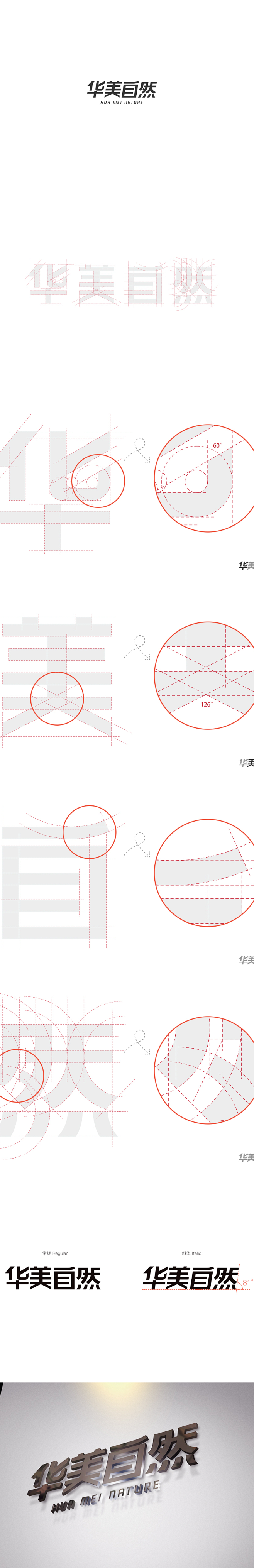 【肖维野纳】华美自然企业标准字字体设计-...