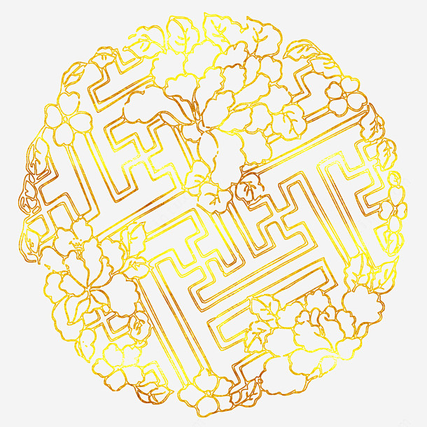 中国风传统烫金花纹免抠图png免抠素材_...