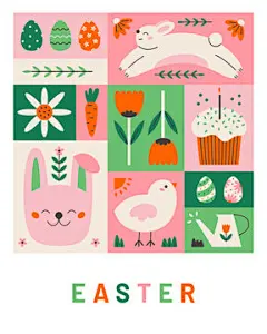 图源免费EPS |Modern Easter themed poster design. Colorful flat geometric vector illustration.
