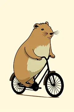 AI数字艺术卡通动物骑单车插画-众图网