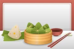 端午节习俗插画粽子咸鸭蛋和筷子