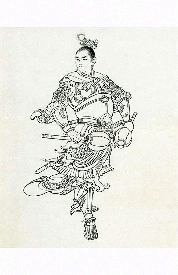 转几张传统连环画风格的白描盔甲画_盔甲吧...