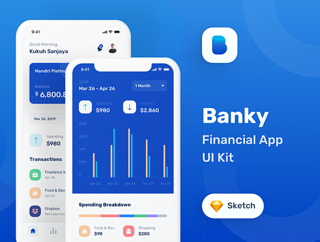 金融套装模板下载 iOS Ui app设...