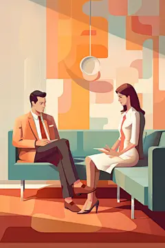 医院医疗扁平风心理咨询治疗人物场景插画