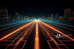 【AI数字艺术】城市道路汽车流光图片素材