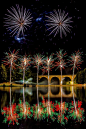 A spectacular firework display over the lake at Saint-Yrieix-la-Perche in France