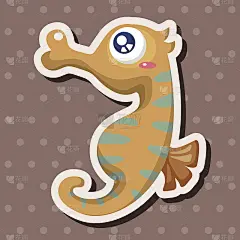 海洋动物海马卡通主题元素