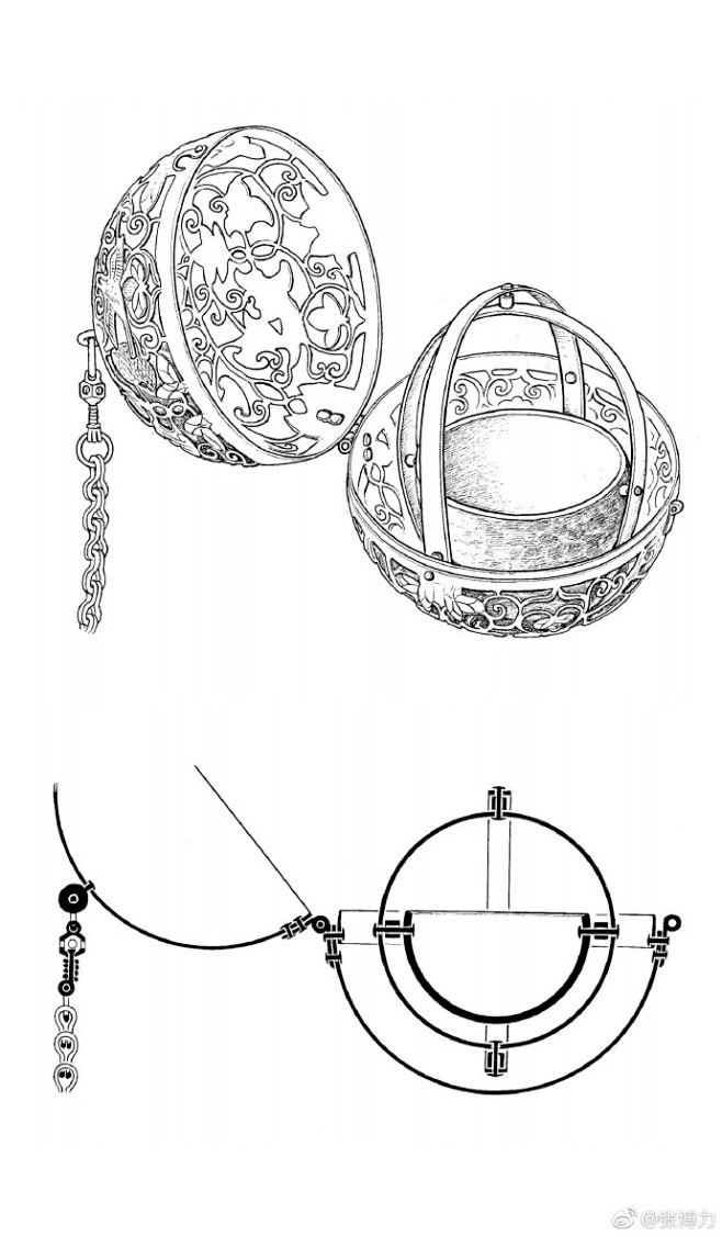 葡萄花鸟纹银香囊唐代何家村窖藏出土中间的金盂盛放