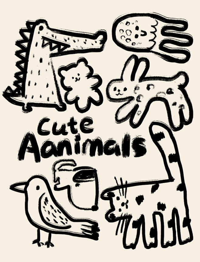 随手动物涂鸦 小动物插画服装图案 家纺印...