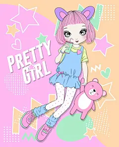 手绘可爱的小女孩插画矢量图设计素材