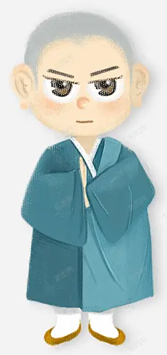 卡通手绘小和尚插画高清素材 人物插画 僧人 卡通手绘 小和尚 手绘和尚 装饰图案 免抠png 设计图片 免费下载