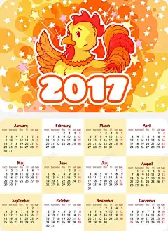 2017年日历 季卡 日历 日历台历 日历模板 日历表 月卡 简约日历 袖珍日历 鸡 鸡年日历 元素 免抠png 设计图片 免费下载 页面网页 平面电商 创意素材