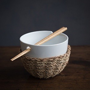 日式和风餐具创意纯白陶瓷碗泡面碗微波面碗...