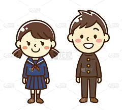 男孩,女孩,校服,衣服,可爱的,青春期,女人,女高中生,初中学生,全身像