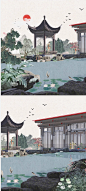 2023古风效果图psd分层素材建筑园林景观古风格效果图ps免扣素材