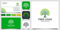 绿色大树logo标志名片矢量图设计素材
