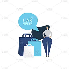 Women with shopping bags. Car sharing for shopping