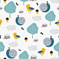 Kids seamless pattern with cute snail