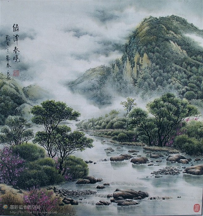 国画 插画手绘 《精美的彩墨山水》风景组...