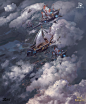 Airships , Grafit Studio : Cloudy and full of battleships, the artwork for Age of Kings, a game created by Zealot Games. 

https://www.facebook.com/AgeofKings.ru/