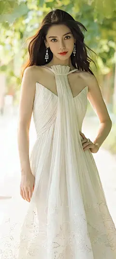 美女壁纸～杨颖，一袭白色长裙随风...@霁枫壁纸的动态