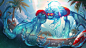 Pool Party Zac, Giselle Almeida : Splash fan art I've made to the League of Legends Tribute 2014