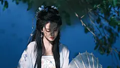 长发古风美女白色古装电脑壁纸_彼岸图网