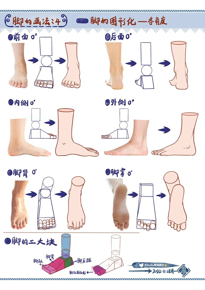 脚的画法4：脚的图形化-各种角度_1_BiuBiu九头蛇柏_来自小红书网页版