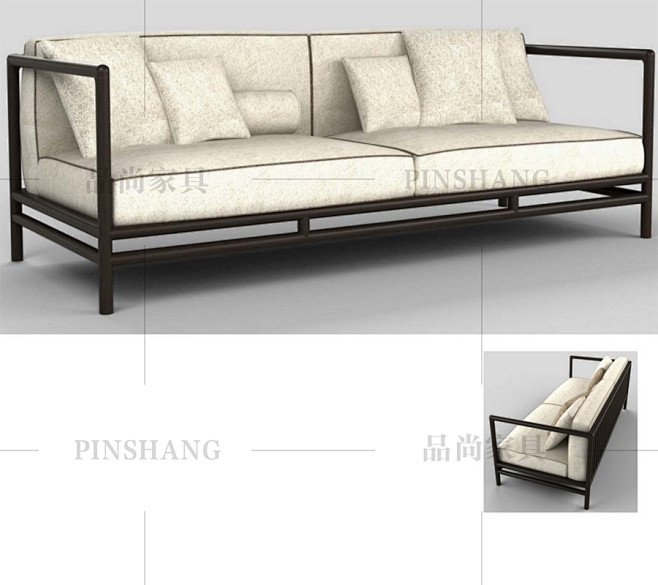 新中式禅意创意家具实木沙发沙发椅沙发床榻...