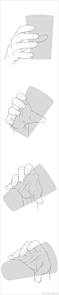 #绘画参考# 手拿杯子的多角度动作姿态图绘画 板绘 绘画参考 绘画学习 绘画素材 ​​​​