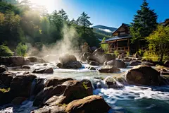 室外温泉温泉旅馆摄影图片