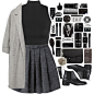 A fashion look from January 2016 featuring black crop top, wool coat and high-waisted skirts. Browse and shop related looks.