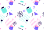 @D2B创意 时尚不规则几何形状孟菲斯风格装饰元素图案背景