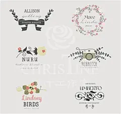 【AI/EPS】森系小清新婚礼logo花环简约文艺风设计标签矢量素材-淘宝网