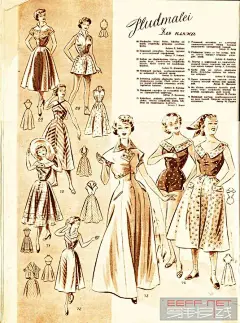 50-60年代的复古，老书扫描--供参考。 - 服装画\手绘 - 穿针引线服装论坛