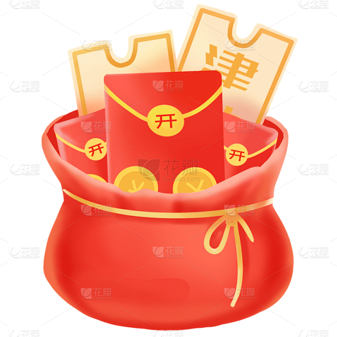 手绘-红包金币组合电商元素贴纸4