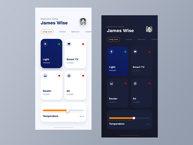 智能家居-浅色和深色模式智能家居智能uxdesign uidesign界面简单设计ios clean app uiux ui ux