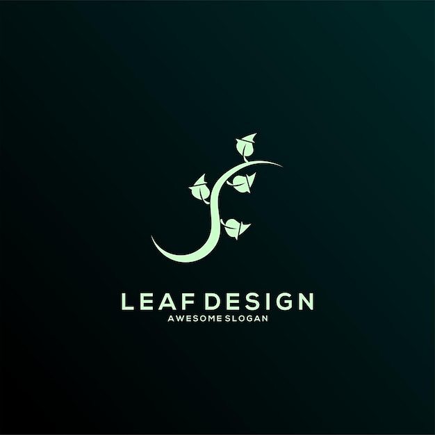 叶子绿叶藤蔓极简logo标志