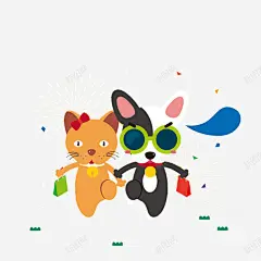 一猫一狗欢乐牵手逛街 免抠png 设计图片 免费下载 页面网页 平面电商 创意素材