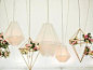 garland, lantern, lighting, polyhedron, geometric, drops, brass, ivory, terrarium